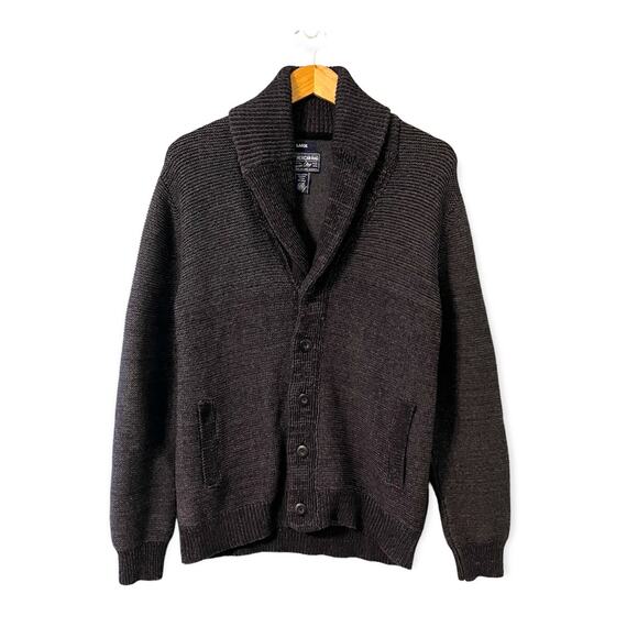 American Rag Sweater Large Cardigan Shawl Neck Button Pockets Gray - Picture 1 of 10